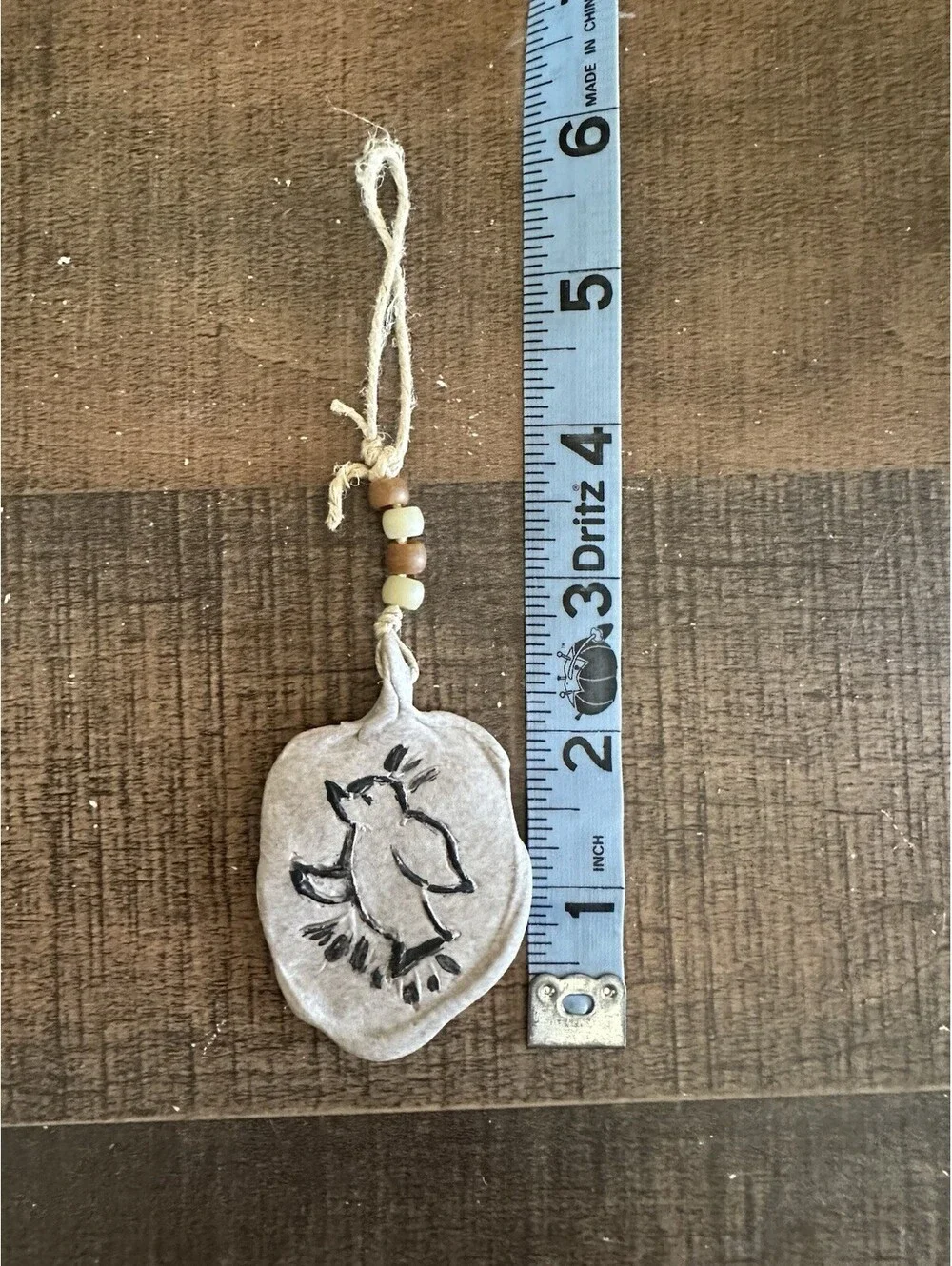 Handcrafted Clay Bird Ornament with Beaded String